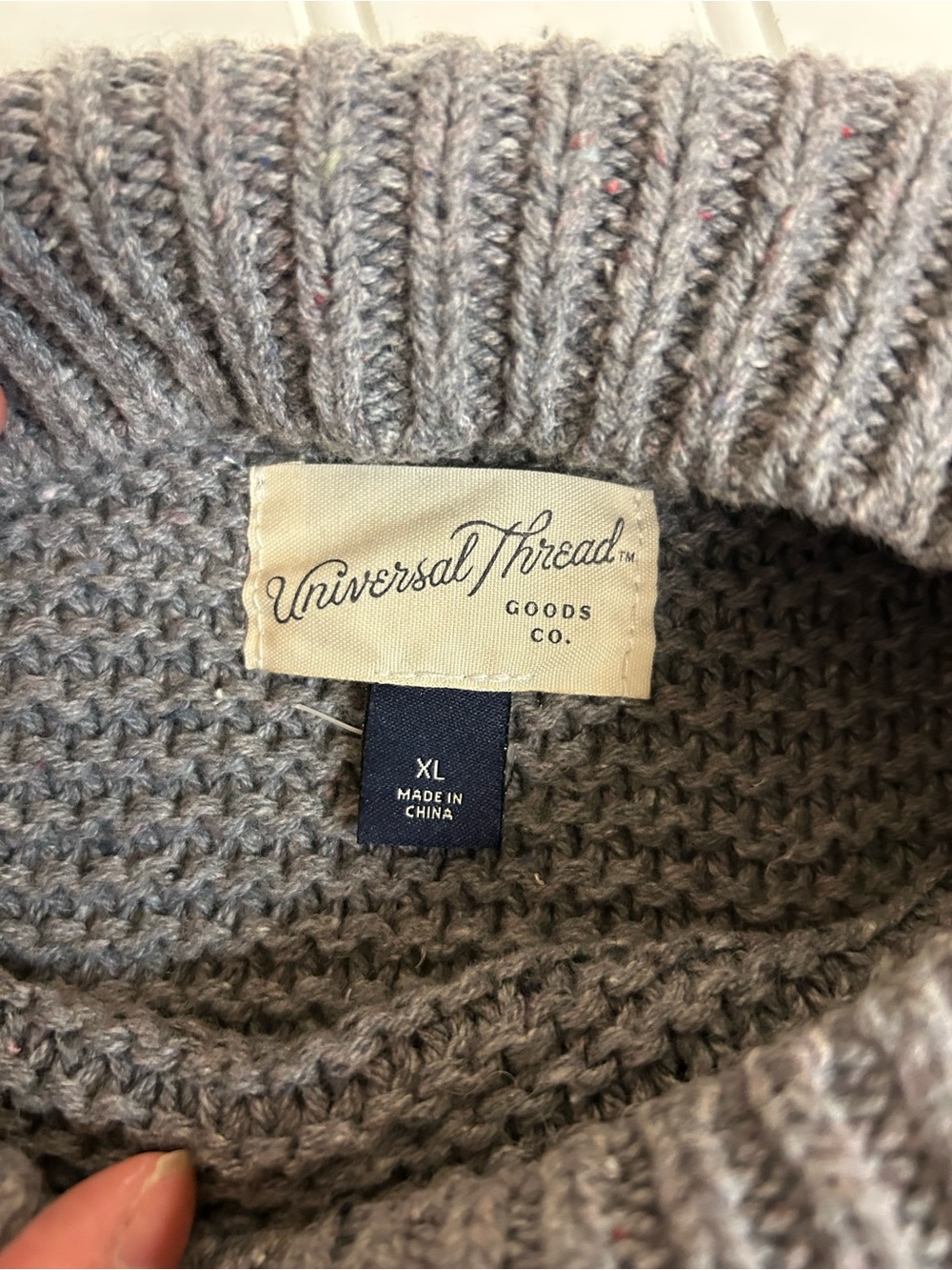 Universal Thread Gray Mock Neck Sweater with Lace-Textured Sleeves Size XL - Picture 6 of 7